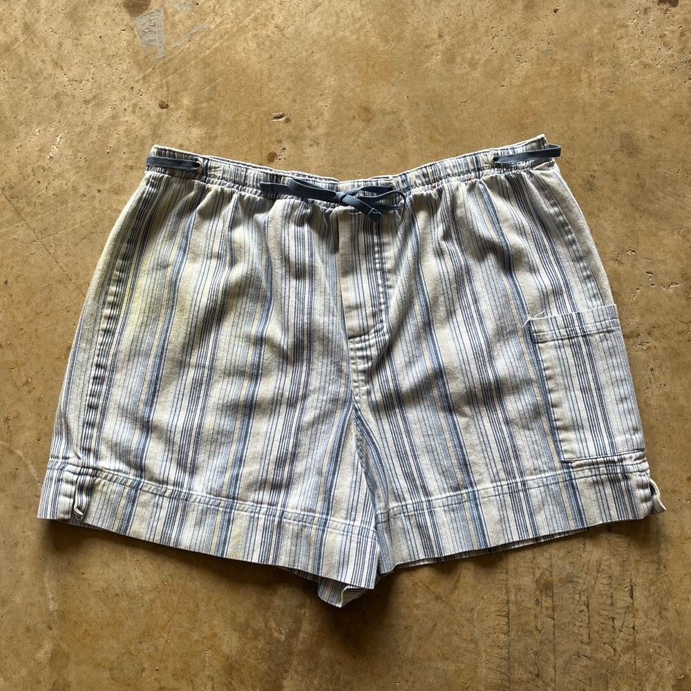 Faded Glory Blue and White Cargo Shorts with Nautical Stripes